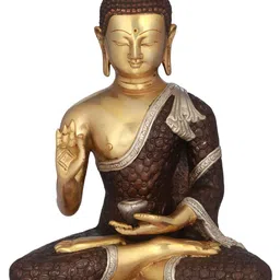 Exotic India Silver-Toned & Brown Buddha Idol Showpiece-image-42