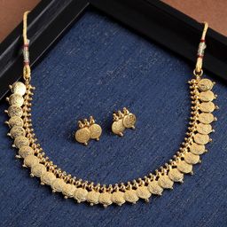 ZENEME Gold-Plated Artificial Beaded Temple Circular Jewellery Set-picture-29