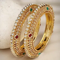 Anouk Set Of 2 Gold-Plated Kundan-Studded Bangles-picture-32