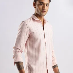 NEVER NEUD Men Classic Opaque Striped Casual Shirt image 3