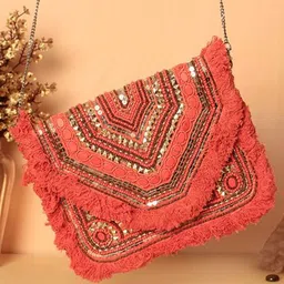 Swisni Embroidered Envelope Banjara Boho Clutch-picture-14