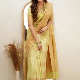 VILLE FASHION Woven Design Zari Art Silk Kanjeevaram Saree-picture-13