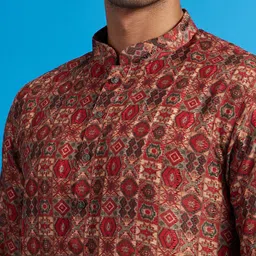 Diwas by Manyavar Geometric Embroidered Thread Work Mandarin Collar Straight Kurta image 2