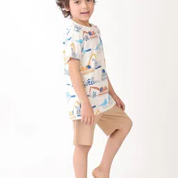 Anthrilo Summer Digger Boys Camel Sleepwear Printed Night suit image 4