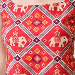 KALAMIR Lal Jashn Ethnic Print Cotton Sleeveless Crop Regular Top image 3