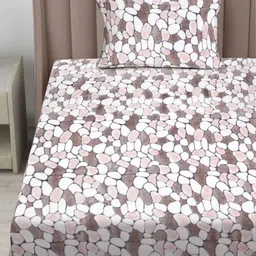 FABINALIV Brown & White Single Bedsheet with 1 Pillow Covers image 5