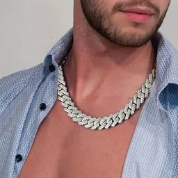 Crazy Fashion Men's Silver-Plated Cubic Zirconia Studded Hip Hop Chain-picture-58