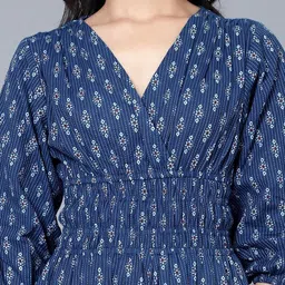 Femvy Floral Print Applique Crepe Fit & Flare Maxi Dress image 4