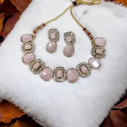 Women Click Gold-Plated Stone Studded Jewellery Set-picture-15