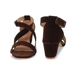 Kenill Velvet Block Heel Sandals with Buckles image 5