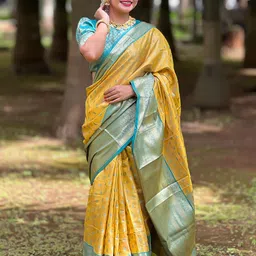 all about you Woven Design Zari Silk Blend Kanjeevaram Saree-picture-28