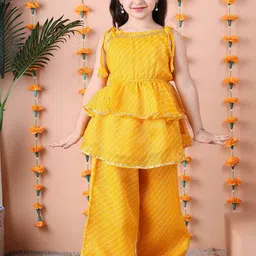 NEUDIS Girls Striped Tiered Gotta Patti Kurta with Palazzos-picture-18