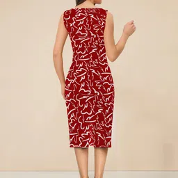 BAESD Women Abstract Printed Sleeveless Sheath Midi Dress image 3