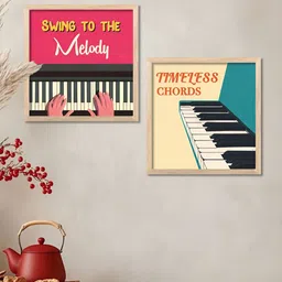 WALLLANE Brown & Pink 2 Pieces Wooden Music Theme Wall Art-picture-17