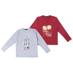 NeuVin Kids Pack Of 2 Typography Printed Round Neck T-shirts-picture-20
