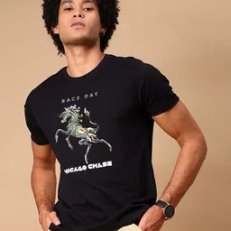 V-Mart Animal Graphic Printed Cotton Round Neck T-Shirt image 1