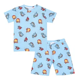 CHILINS Kids Printed Pure Cotton T-Shirt With Shorts-picture-16
