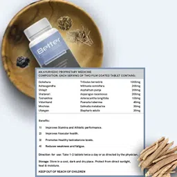 Better Nutrition Shilajit, Shatavari, Gokshura & Ashwagandha Tablet (60 tablets) Ayurvedic Functional Food for Men| Ideal for intense workouts| Workouts & Gym Fitness| No Side Effects |100% Veg image 2