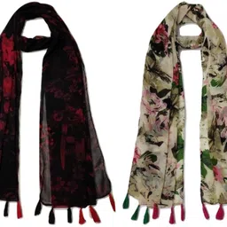 stolevilla Printed Chiffon Women Multicolor Scarf, Stole, Fancy Scarf-picture-17