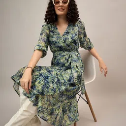 The Roadster Lifestyle Co Printed Fit & Flare Women Midi Dress-image-27