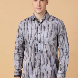 TABARD Men Spread Collar Abstract Printed Cotton Casual Shirt-picture-39