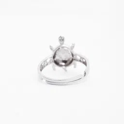 Clara Men 925 Sterling Silver Platinum-Plated Zirconia-Studded Adjustable Finger Ring image 4