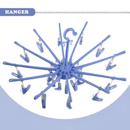 Aura Blue Folding Cloth Drying Hanger With 24 clips image 3