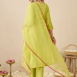 Indo Era Women Ethnic Motifs Printed Kurta with Trousers & Dupatta image 2