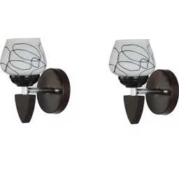 1ST TIME Pack Of 4 Black & White Glass Traditional Spherical Shaped Wall Lamp image 3