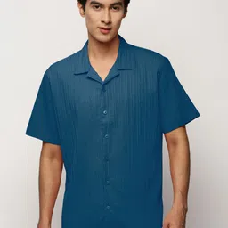 SHOWOFFFF Striped Cuban Collar Cotton Premium Relaxed Fit Shirt-image-15