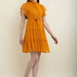 MUMRAA Flutter Sleeve Fit & Flare Dress image 2