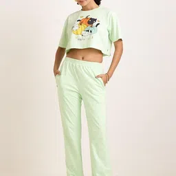AVOCADO Printed Round Neck Top With Trousers Co-Ords-picture-29