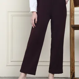 Frempy Women Relaxed Straight Leg Straight Fit High-Rise Trousers-image-10