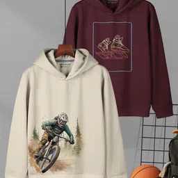 HELLCAT Boys Pack of 2 Printed Hooded Sweatshirt-picture-17