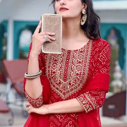 KALINI Embroidered Viscose Rayon Kurta Set image 2