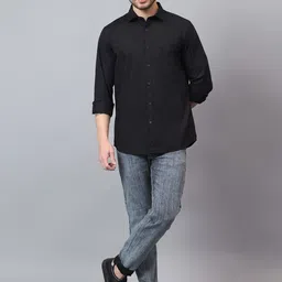 Cantabil Men Spread Collar Solid Cotton Casual Shirt image 2
