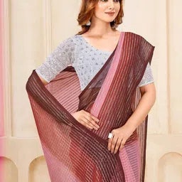 all about you Striped Poly Georgette Saree image 2