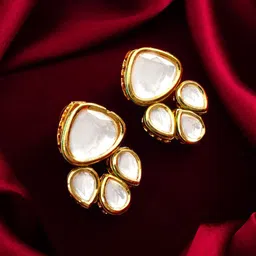 Anouk Gold Plated Kundan Studded Contemporary Drop Earrings-picture-18