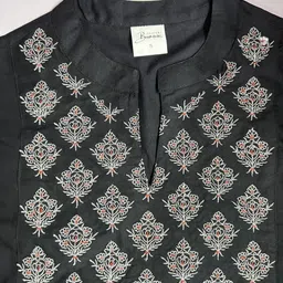 JAIPURI BUNAAI Women Ethnic Motifs Embroidered Regular Thread Work Kurta with Trousers & With Dupatta image 3