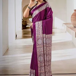 saretramall Ethnic Motifs Phulkari Pure Crepe Designer Bagru Saree-picture-29