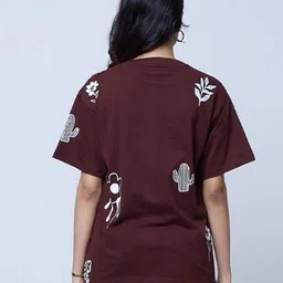 LoveDky Graphic Printed Round Neck Drop-Shoulder Sleeves Oversized T-shirt image 3