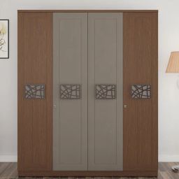 casacraft from pepperfry Nyna 4 Door Wardrobe In Stain Oak & Sahara Beigh Colour In Melamine Finish With Drawer & Locker-picture-20