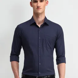 Arrow Men Manhattan Spread Collar Vertical Striped Cotton Slim Fit Formal Shirt-picture-20