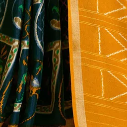 Mitera Zari Silk Blend Ikat Saree image 2