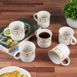 Ekaura Pack of 4 White Printed Ceramic Cups image 2