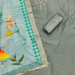 BlissFlair Art Silk Unstitched Dress Material image 4