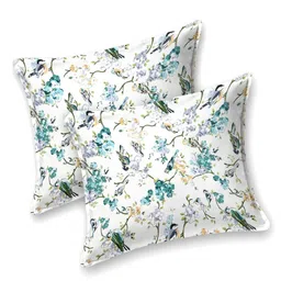 INDRA'S White & Green Floral 144 TC Bedsheet with 2 Pillow Covers image 2