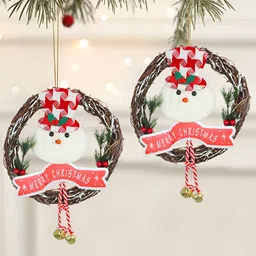 TIED RIBBONS 2-Pcs Red & White Christmas Wreaths Door Hanging-picture-46