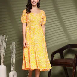 Oomph! Women Floral Printed Fit & Flare Midi Dress-image-9