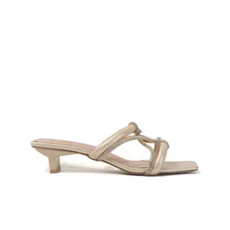 TRYME Women Embellished Square-Toe Kitten Heeled Open Back Heels image 2